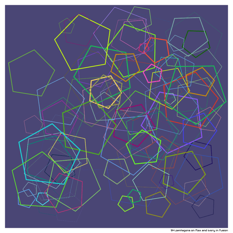 94 pentagons on flax and ivory in fusion