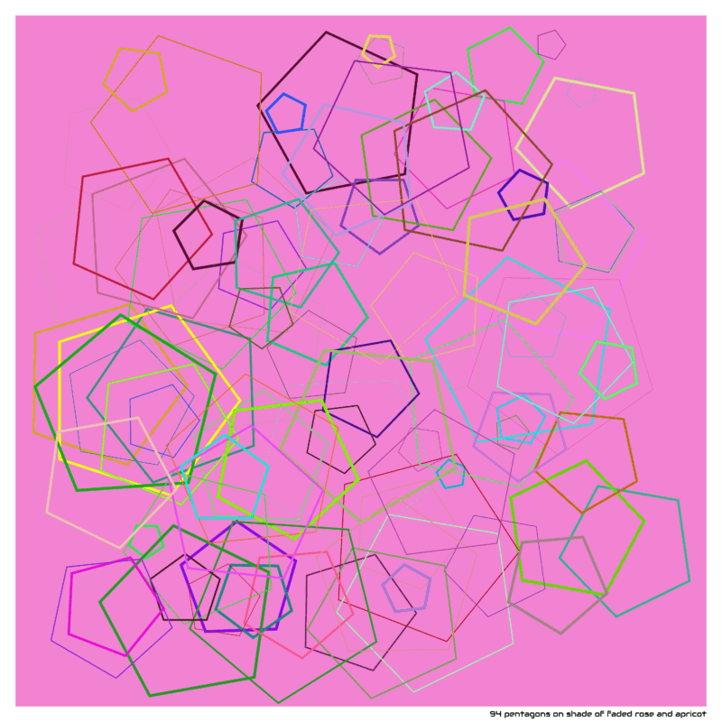 94 pentagons on shade of faded rose and apricot