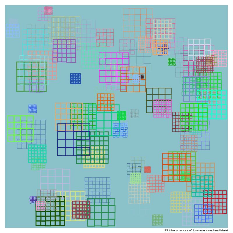 95 tiles on shore of luminous cloud and khaki