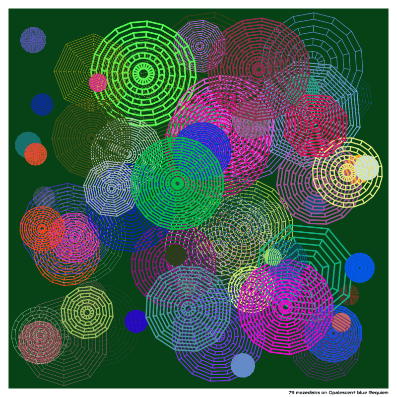 79 mazedisks on Opalescent blue Requiem