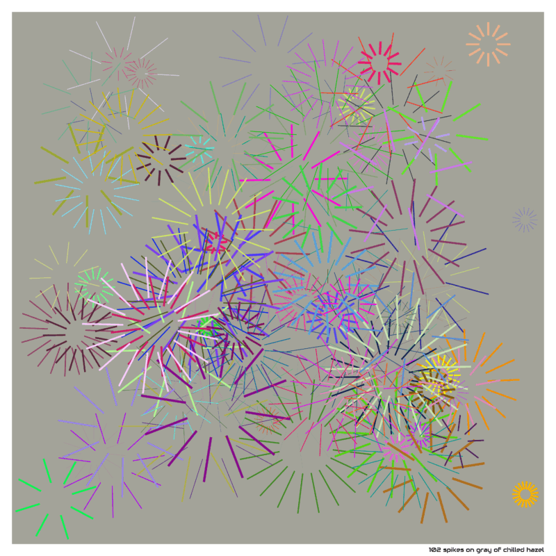 102 spikes on gray of Chilled hazel
