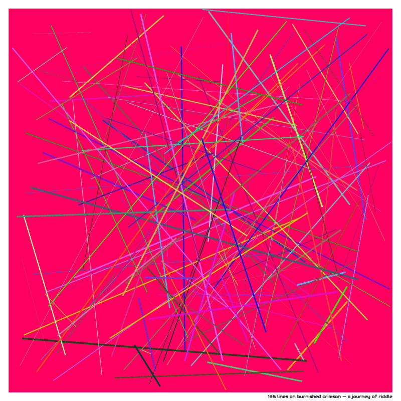 138 lines on Burnished crimson — a Journey of Riddle