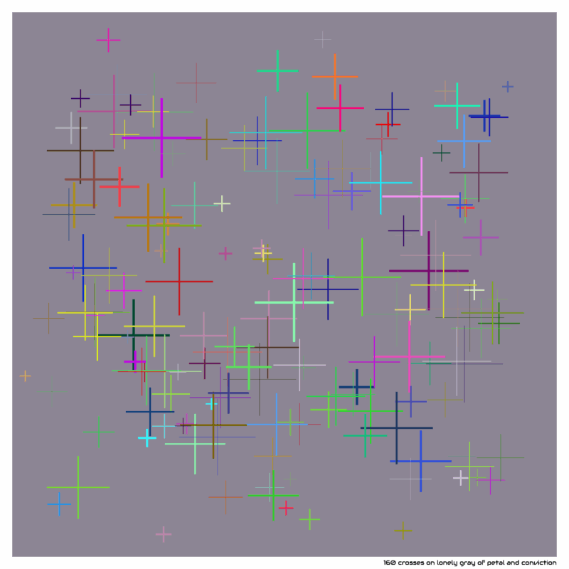 160 crosses on lonely gray of petal and conviction