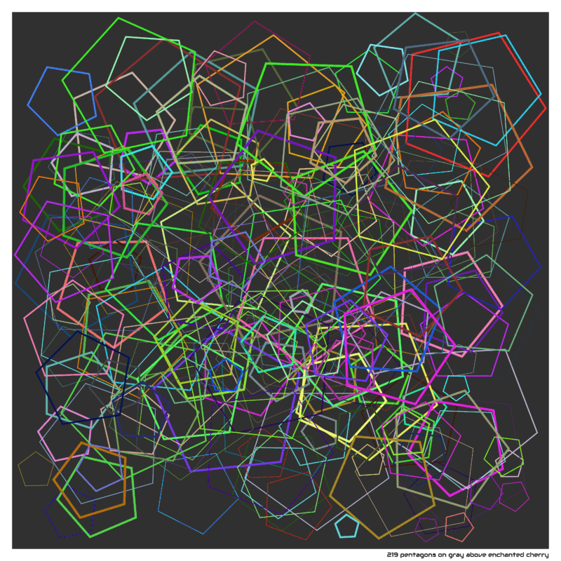 219 pentagons on gray above Enchanted cherry