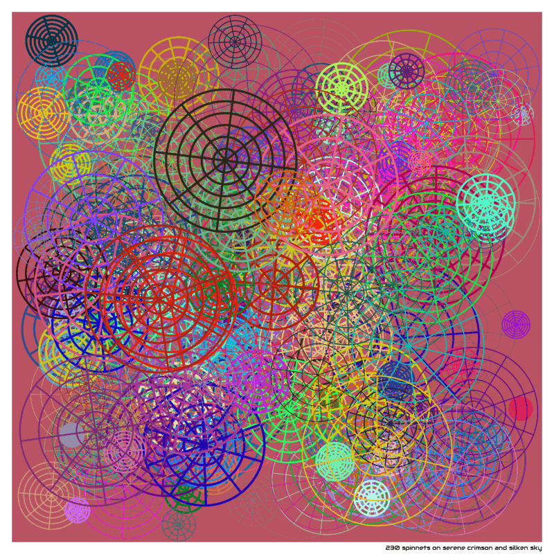 230 spinnets on serene crimson and silken sky