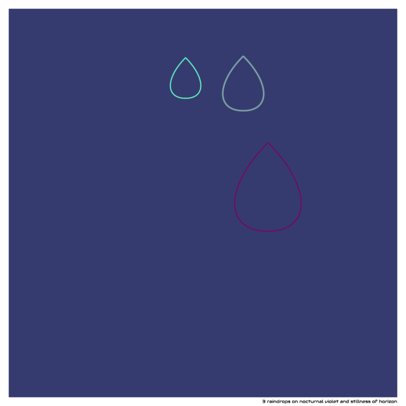 3 raindrops nocturnalvioletandstillnessofhorizon