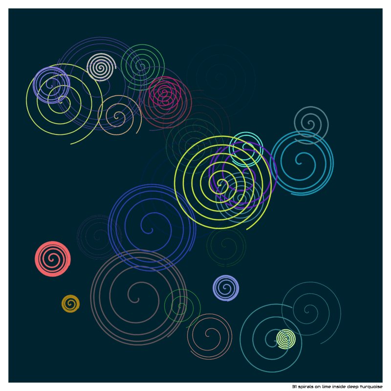 31 spirals limeinsidedeepturquoise