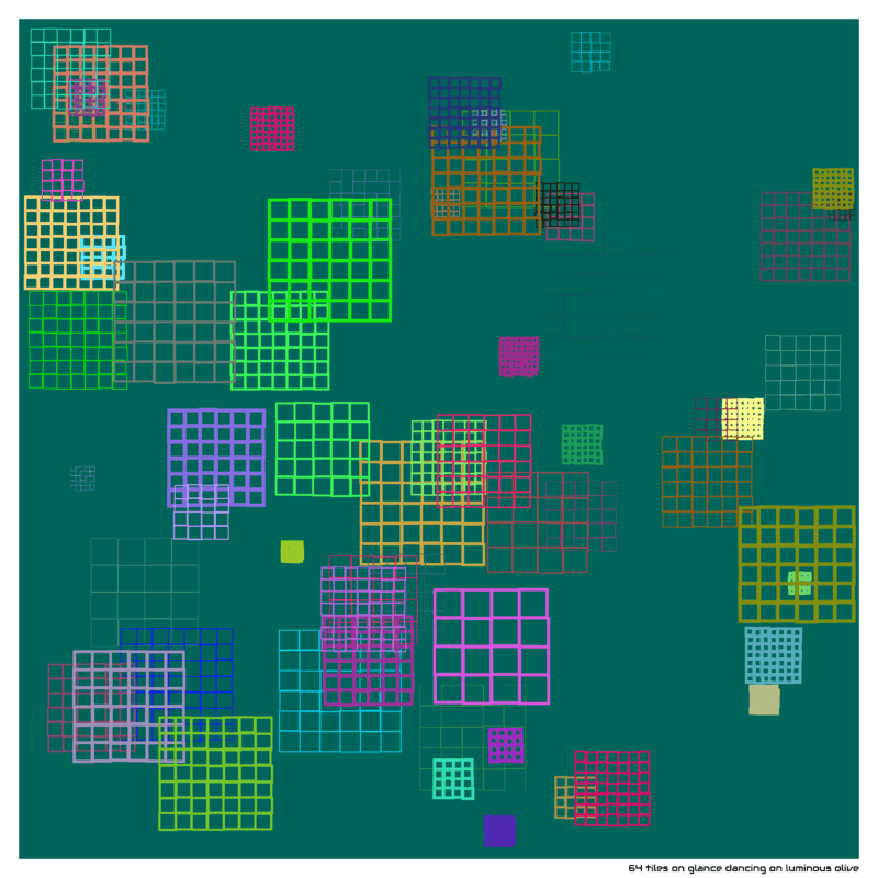 64 tiles on Glance dancing on Luminous olive