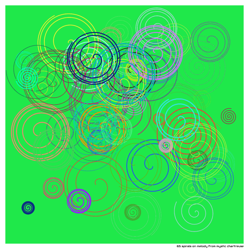 65 spirals on melody from mystic chartreuse
