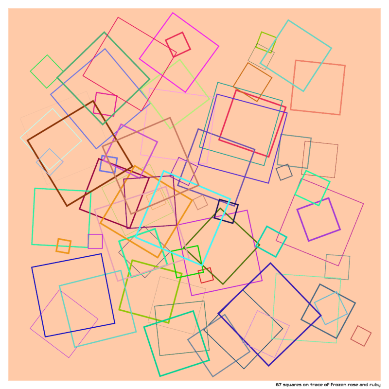 67 squares on Trace of Frozen rose and ruby