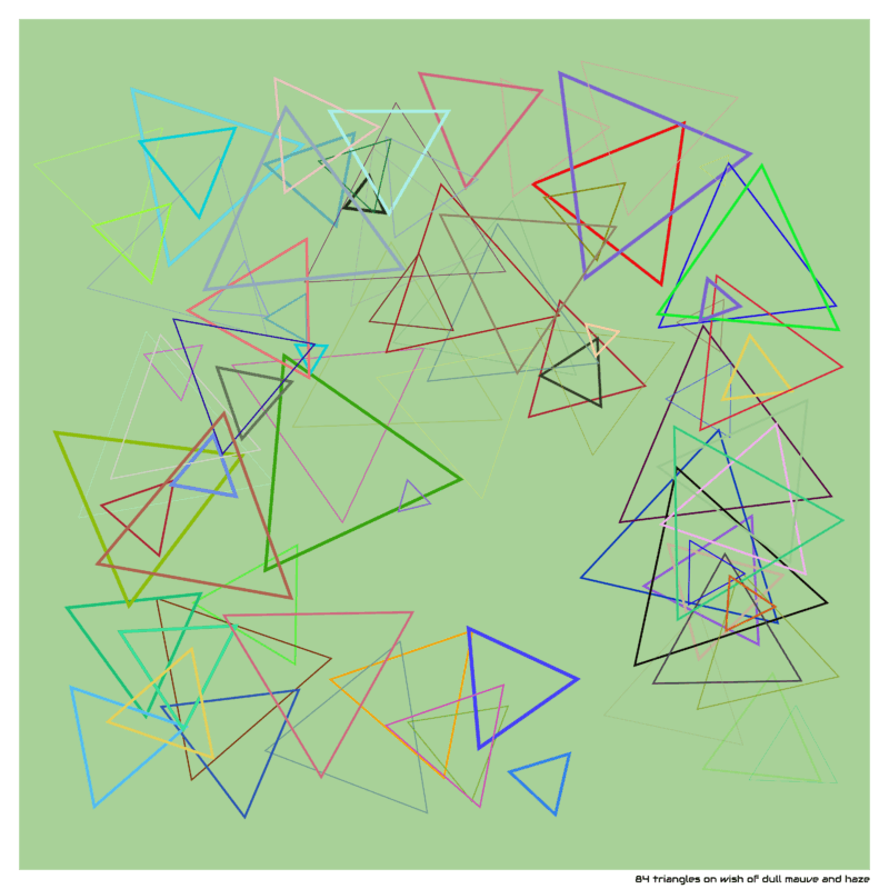 84 triangles on wish of dull mauve and haze