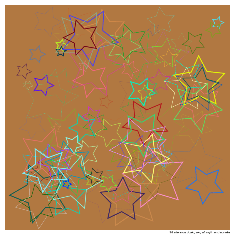 96 stars on dusky sky of myth and sonata