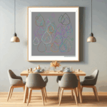104 raindrops graybehinddarksilver dining room