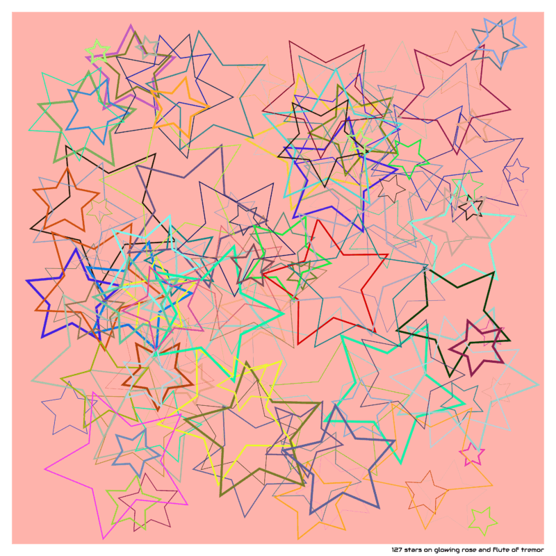 127 stars on glowing rose and flute of tremor