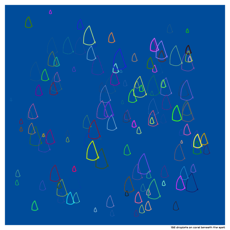 132 droplets on coral beneath the spell