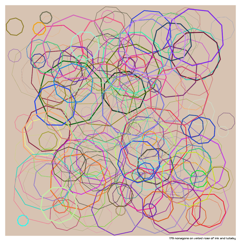 179 nonagons on veiled rose of ink and lullaby