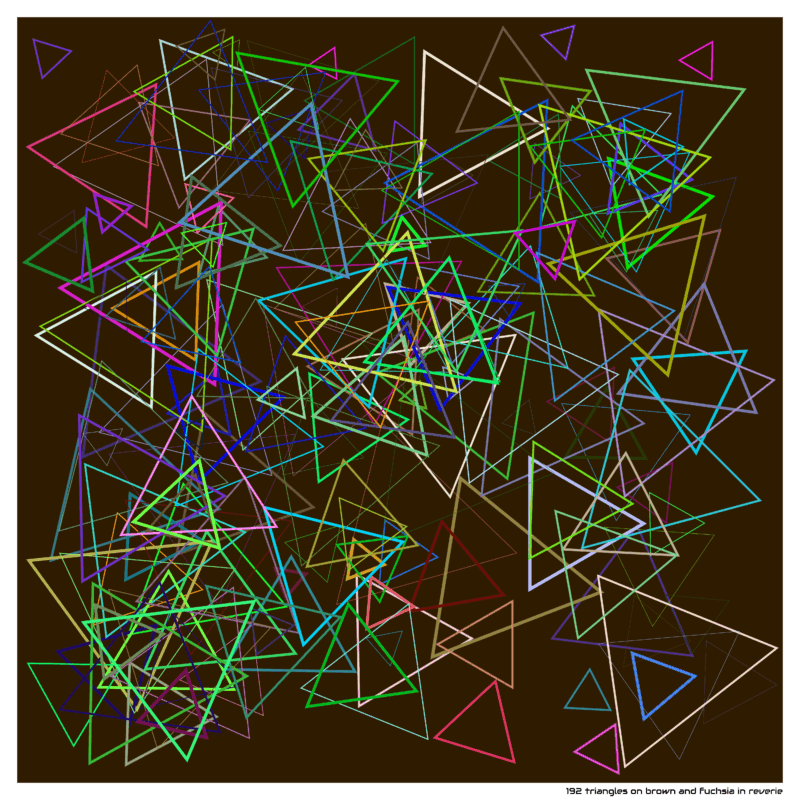 192 triangles on brown and fuchsia in reverie