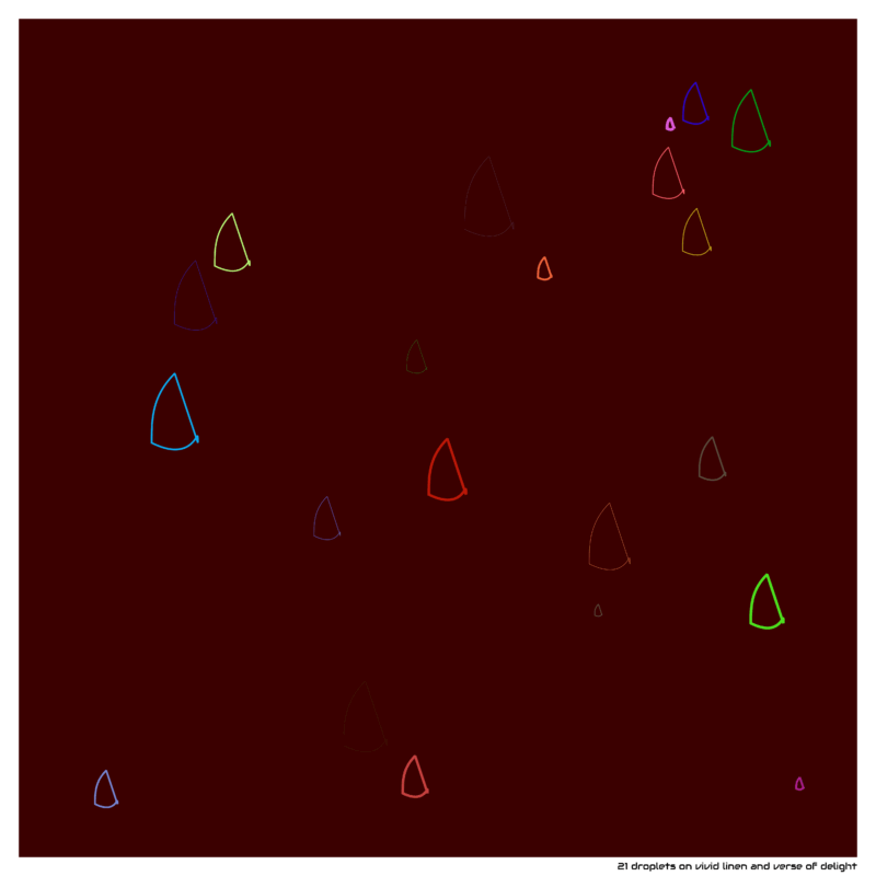21 droplets on vivid linen and verse of delight