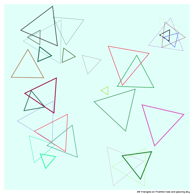 29 triangles on frosted rose and glowing sky