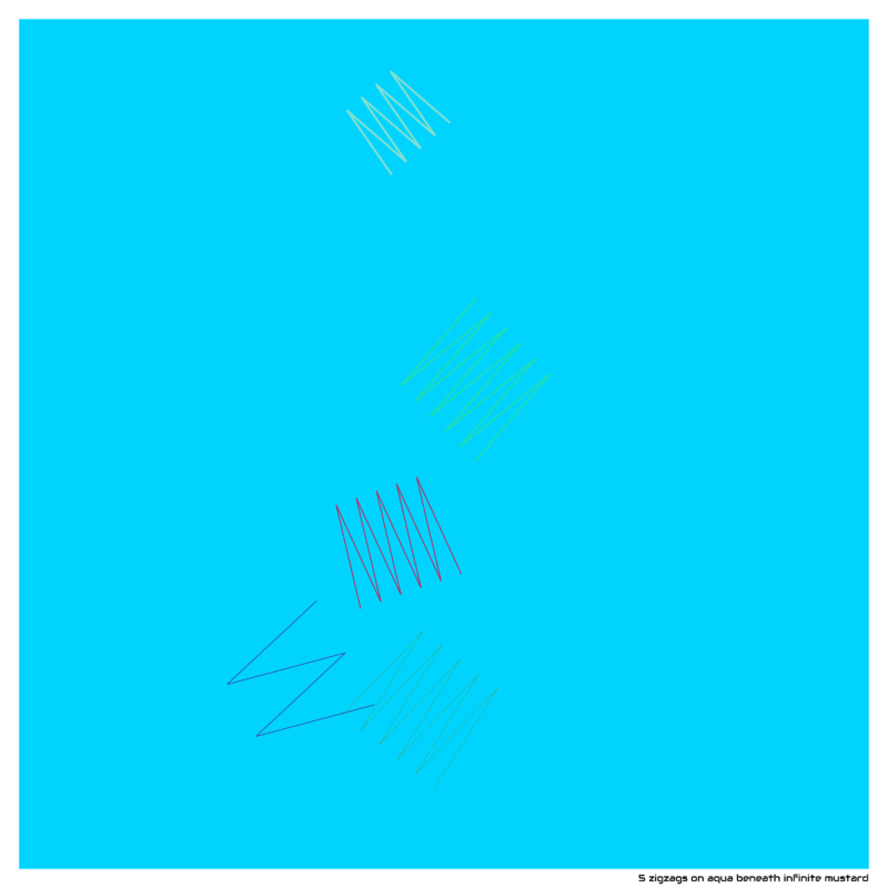 5 zigzags aquabeneathinfinitemustard