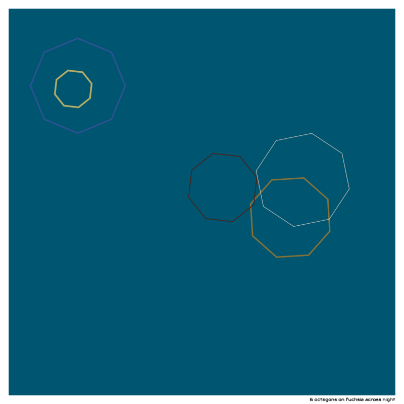 6 octagons on fuchsia across night
