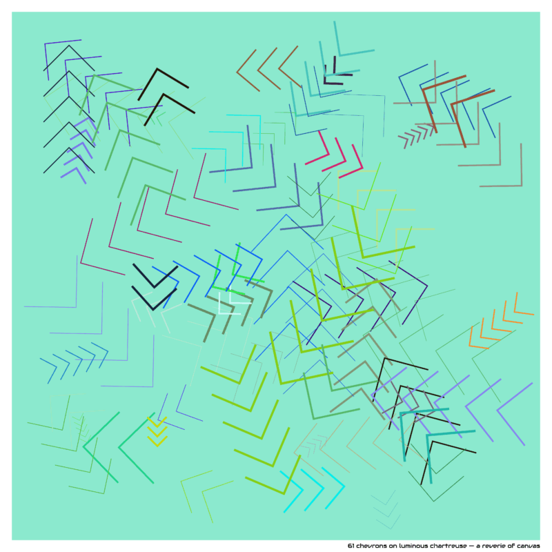 61 chevrons on luminous chartreuse — a reverie of canvas