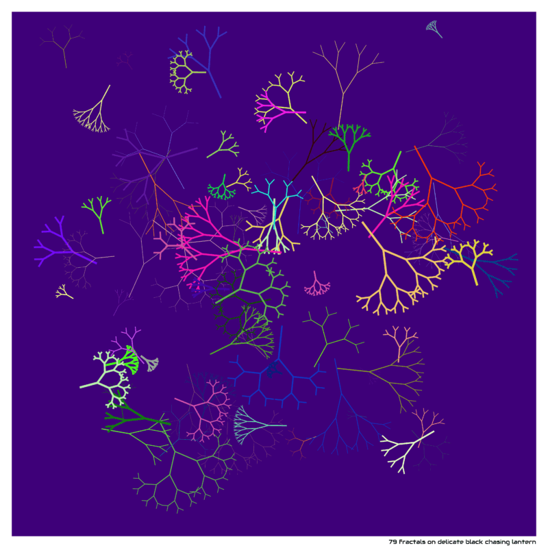 79 fractals on delicate black chasing lantern