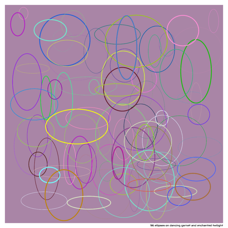 96 ellipses on dancing garnet and enchanted twilight