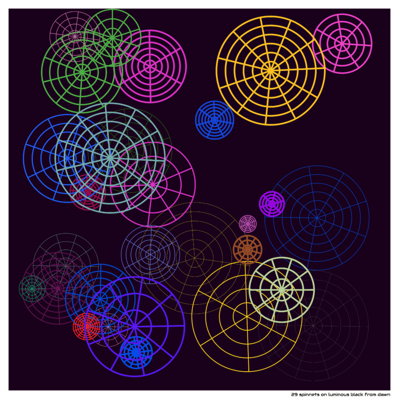 29 spinnets on luminous black from dawn