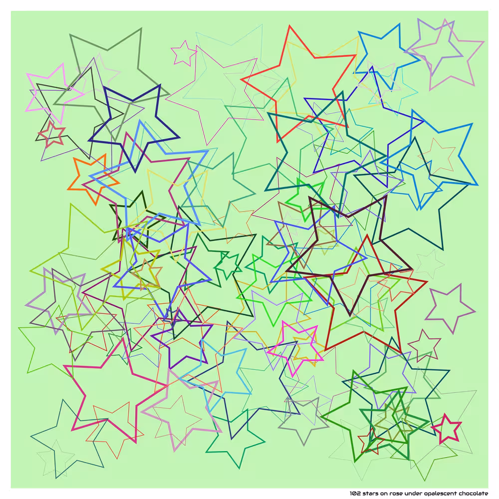 102 stars on rose under opalescent chocolate