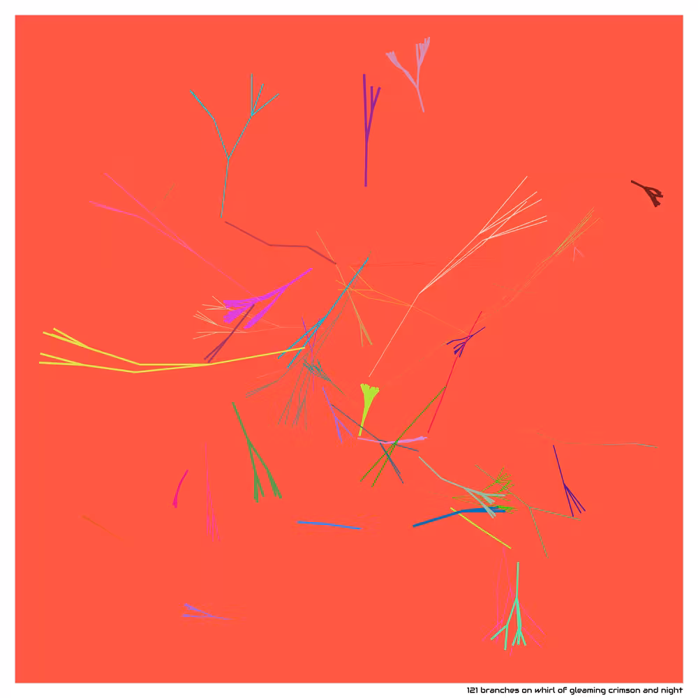 121 branches whirl of gleaming crimson and night