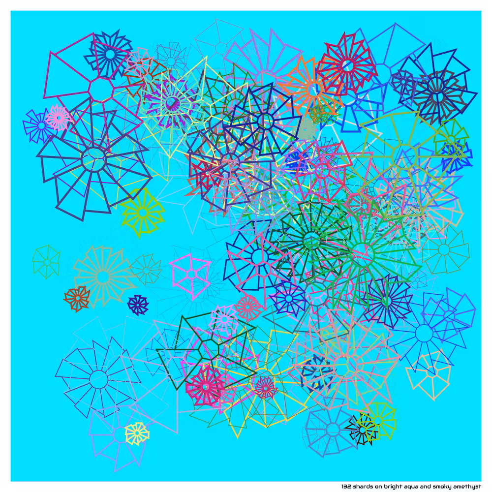 132 shards bright aqua and smoky amethyst