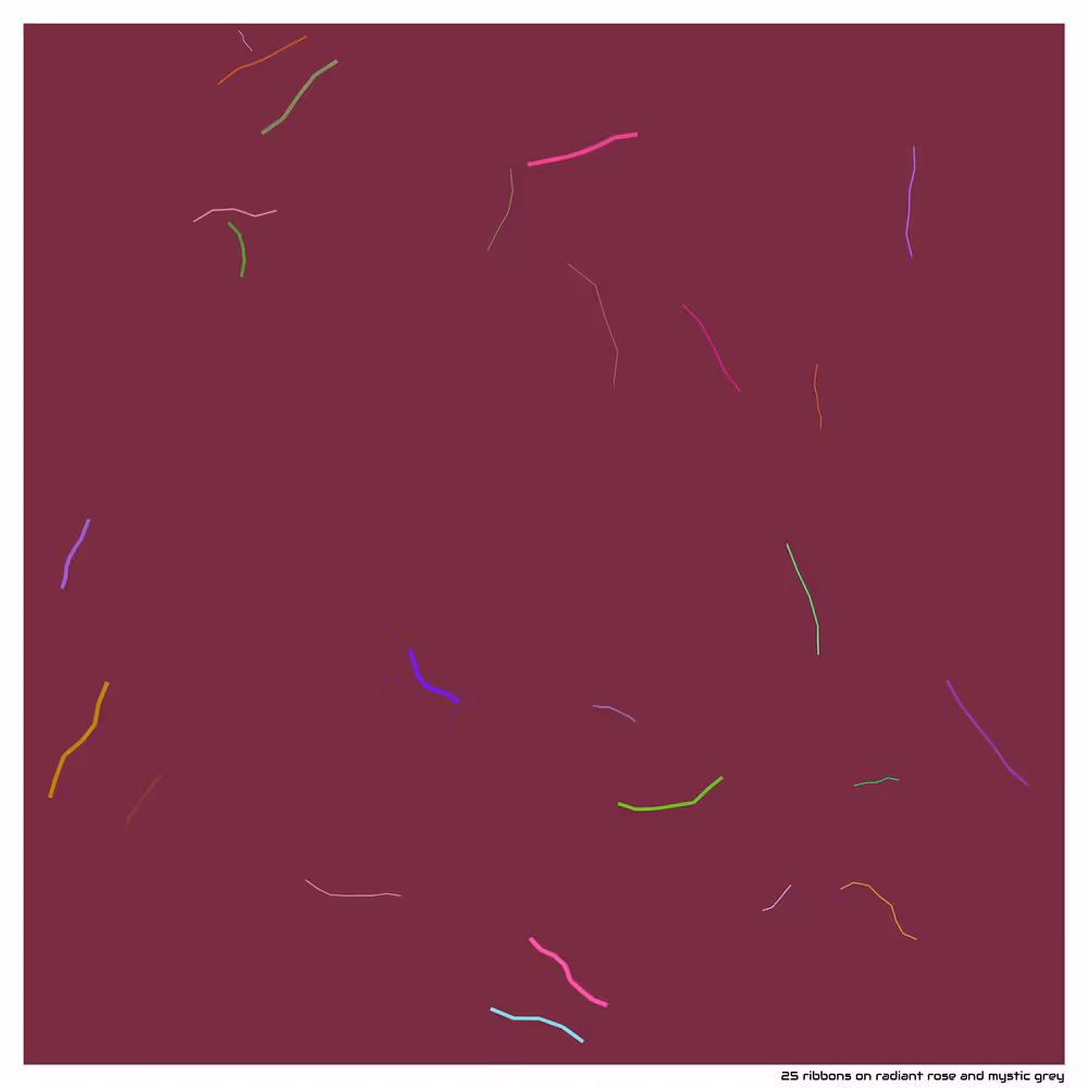 25 ribbons radiant rose and mystic grey