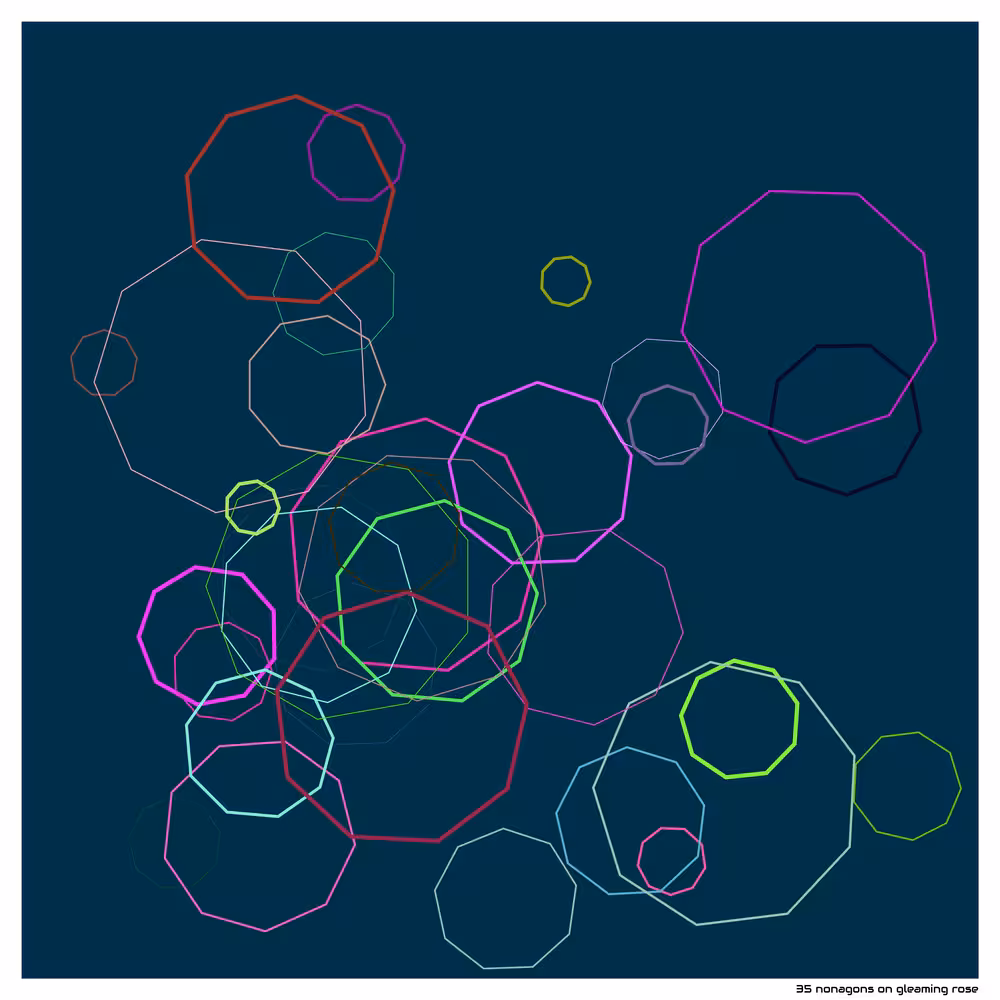 35 nonagons gleaming rose