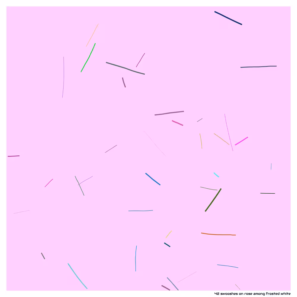 42 swooshes on rose among frosted white