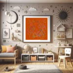 128 raindrops moon of delicate crimson and coffee childrens room