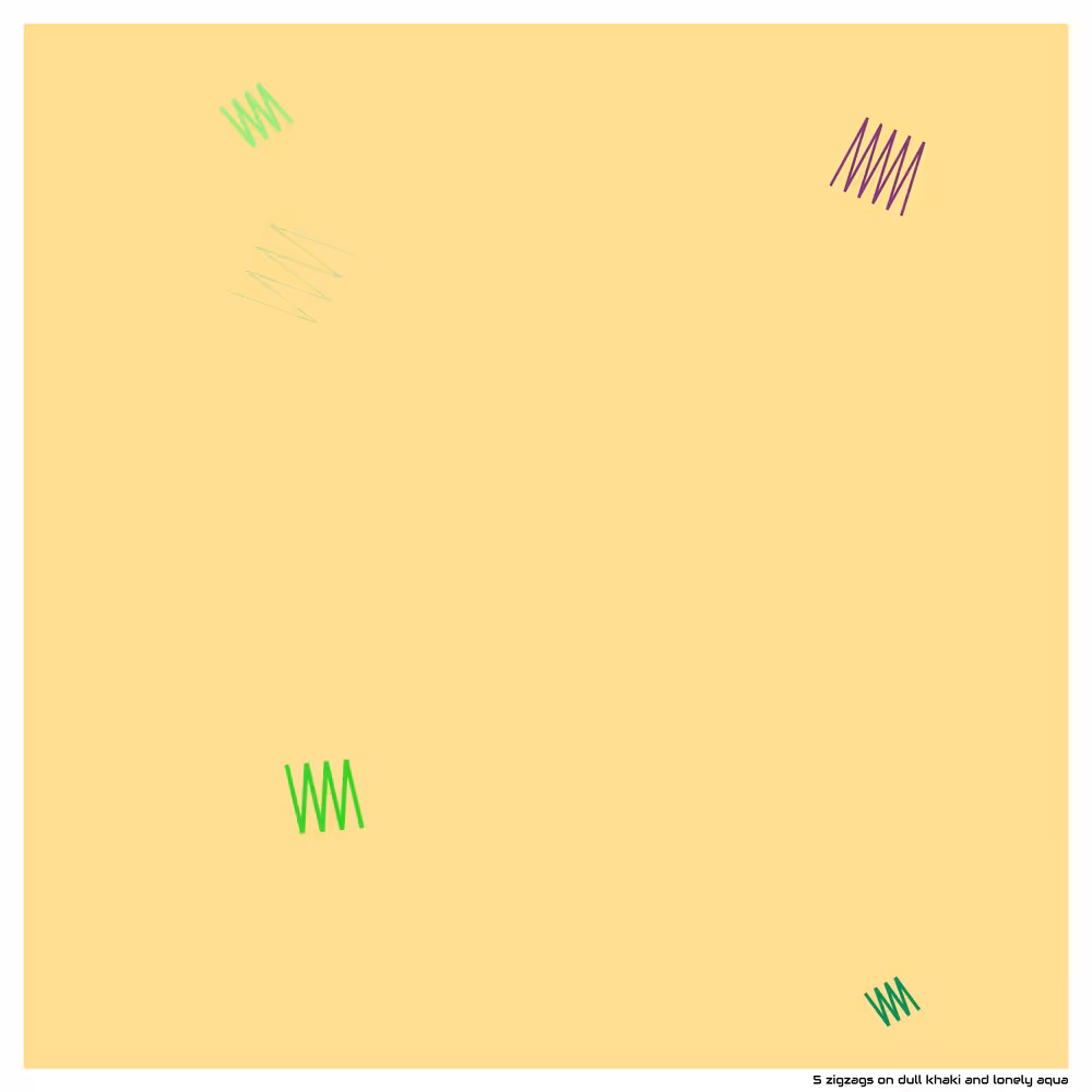 5 zigzags on dull khaki and lonely aqua